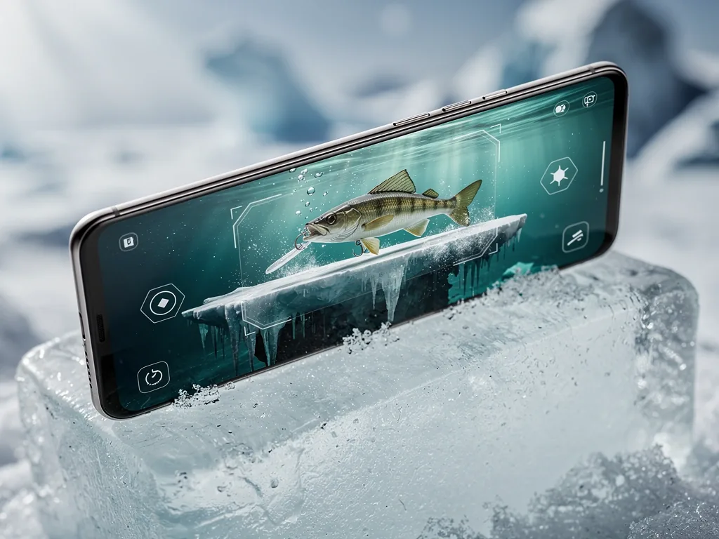Mobile ice fishing simulation interface