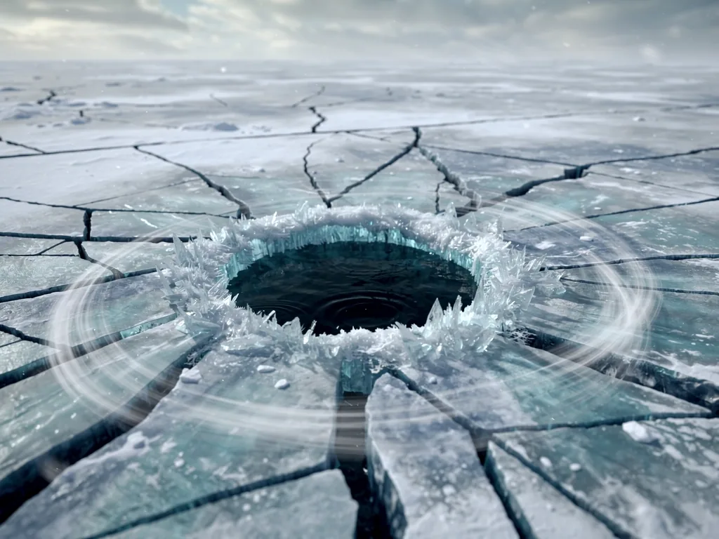 Fractured arctic ice landscape